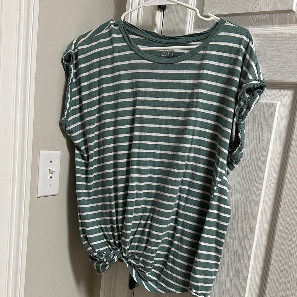 Maurice’s Striped Green and White Women's Top
